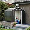 4ft x 8ft Anthracite Metal Garden Shed Free Foundation Base Storage Tool House