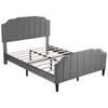 4ft6 Double Bed Upholstered Bed Frame with Headboard and Solid Wooden Slats Grey