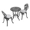 3pcs Cast Aluminium Dining Table&2 Chairs Set Garden Bistro Outdoor Furniture