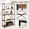 5-Tier Bookshelf Industrial Wood Bookcase Freestanding Display Rack Organizer