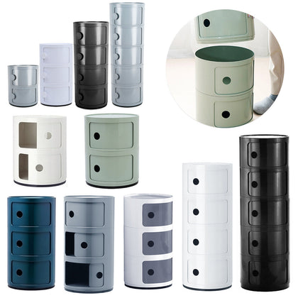 2/3/4/5 Tiers Round Storage Unit Cabinet Cupboard Table Drawers Bathroom Bedroom