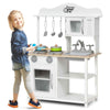 Toddlers Wooden Play Kitchen Pretend Play Cooking Set w/Microwave-White