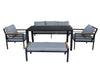6 Seater SofaSet Garden Furniture Aluminum Outdoor Patio Lounge Dining Set Black