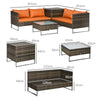 4Pcs Patio Rattan Sofa Garden Furniture Set with Table Cushions Orange