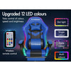 Gaming Office Chair 12 RGB LED Massage Computer Seat Footrest Blue
