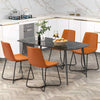 Faux Leather Upholstered Kitchen Side Chair with Metal Legs-Brown