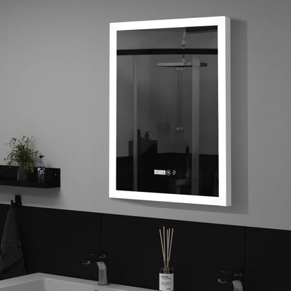 3 LED Colour Bathroom Mirror With Touch Switch Clock Demister 500x700 mm