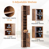 Slim Bathroom Tall Cabinet Floor Storage Cabinet Organizer-Coffee