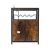Drinks Cabinet Wine Bar w/ Glass & Bottle Storage | Black Rattan W/ RGB LED