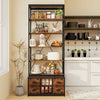 Heavy-duty Metal Frame 8-tier Bookshelf with Storage-Brown