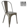 Set of 4 Metal Dining Chairs Industrial Kitchen Chairs Stackable Seat Bronze