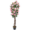 Artificial Rose Bush Tree Potted Plant Pink Faux Flower Home Decor Garden 150cm