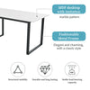 White Marble Effect Extendable 140 - 180 cm Dining Table with Black Metal Legs