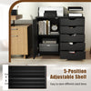 Wooden Vertical Storage Dresser Cabinet 5-Drawer Chest with Door-Black