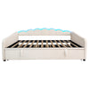 Daybed Velvet Sofabed Single Sofa Bed With Pull Out Trundle Guest Bed LED Lights