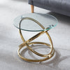 Round Glass Top Sofa Coffee Tea Side Table Golden Base Lamp Stand Living Room