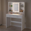 White Dressing Table with LED Lights Mirror Drawers Vanity Makeup Desk 135*86cm