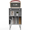 OYAJIA Record Player Stand Turntable Stand Mid-century Modern End Table W/ Iphpi