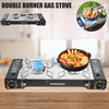 Portable Double 2 Burner Gas Stove Camping Butane Cooker Barbecue Gas Cannister