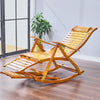 Bamboo Rocking Chair Extra Retractable Sun Bed Patio Lounger Reclining Armchair
