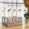 Indoor Tempered Glass Dog Playpen Pet Whelping Pen Box Protective Ledge Inside