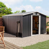 Garden Shed Utility Pointed Metal Tool Shed Storage with Foundation Black