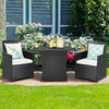Space-saving Outdoor Conversation Set w/ Tempered Coffee Table-White