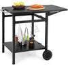 Movable Dining Cart Table Double-Shelf Trolley Outdoor Prep Cart Grilling Table