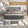 DOUBLE BED FRAME 4FT6 UPHOLSTERED PLATFORM WITH HEADBOARD AND SOLID WOODEN SLATS