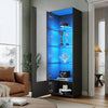 High Gloss Display Cabinet Black Cupboard Tall Storage Sideboard with LED Lights