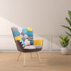 Patchwork Fabric Wing Back Leisure Armchair Lounge Sofa Club Living Room Chair