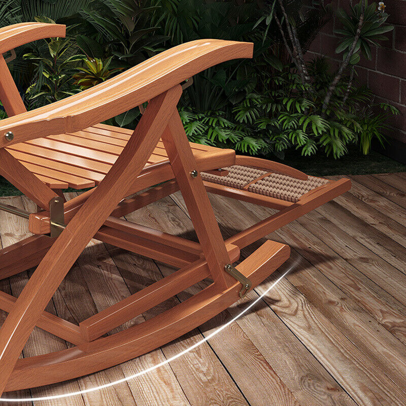 Pool Deck Rocking Chair BambooWood Deck Rocking Chair Patio Garden Outdoor Sun Lounger Reclini ...