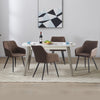 2 PCs Faux Leather Dining Chairs Brown Armchair Kitchen Restaurant Modern