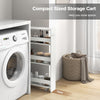 3-tier Slim Storage Cart Narrow Rolling Kitchen Serving Cart w/ Open Shelves