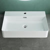 White Semi Recessed Bathroom Basin Ceramic Countertop Sink Rectangle Washbasin