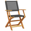 Folding Garden Chairs 6 pcs Black Poly Rattan and Solid Wood J8S7