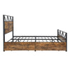 4ft6 Double Size Metal Bed Frame with Headboard and Footboard/2 Storage Drawers