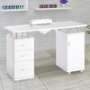 Nail Polish White Desk Manicure Salon Table Workstation Cabinet w/Dust Collector