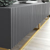 TV Unit 200cm Modular Cabinet | Fluted Doors | Grey Matt | Gold Metal Base