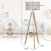 Modern Floor Lamp Tripod Freestanding Wooden Light w/Storage Shelf Reading Light