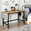 Computer Workstation Rolling Writing Study Desk On Wheels-Natural