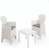 3-Piece Garden White Rattan Effect Lounge Bistro Patio Set with Cushions