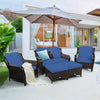 5 Pieces Outdoor Rattan Conversation Sofa Set Patio Furniture Set w/ Cushions