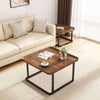 Set of 2 Nesting Coffee Table Wood Grain Top Industrial Sofa End Accent Table