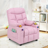 Toddler Upholstered Lounge Recliner PU Leather Armchair with Footrest-Pink