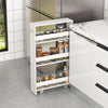 4-Tier Slim Utility Storage Cart Kitchen Trolley Narrow Mobile Serving Cart