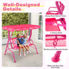 Kids Outdoor Mini Swing w/ Safety Belts & Adjustable Canopy-Pink