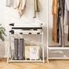 Folding Suitcase Stand Luggage Rack with Storage Shel-White