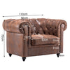 Luxury Distressed Tan Leather Reception Armchair Button Back Padded Seat Chair