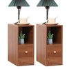 Slim Tall Bedside Table Cabinet with Drawer & Storage Space for Bedroom